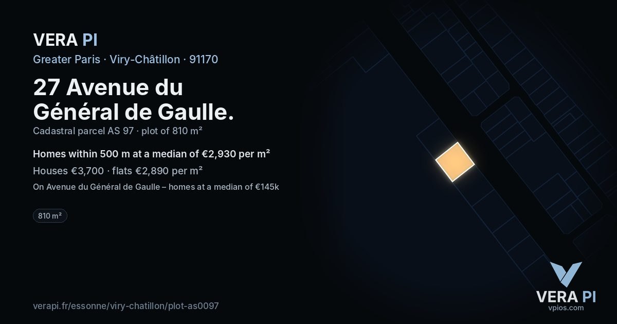 27 Avenue du Général de Gaulle, Viry-Châtillon at night – the plot lit, the parcels around coloured by the prices near them