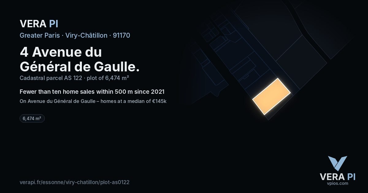 4 Avenue du Général de Gaulle, Viry-Châtillon at night – the plot lit, the parcels around coloured by the prices near them