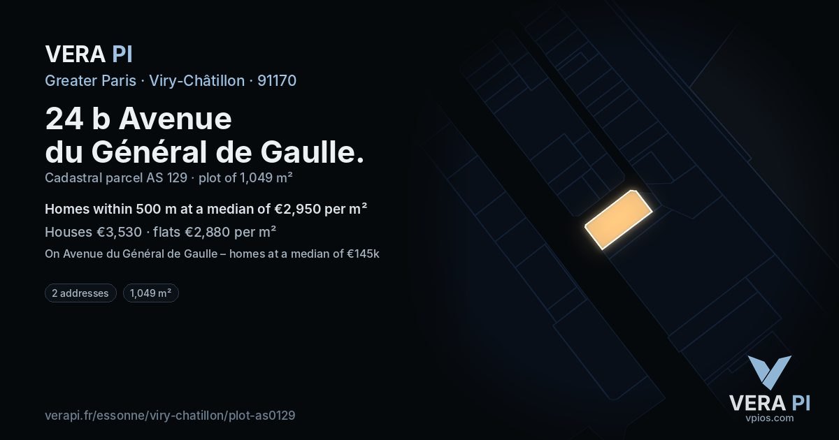 24 b Avenue du Général de Gaulle, Viry-Châtillon at night – the plot lit, the parcels around coloured by the prices near them
