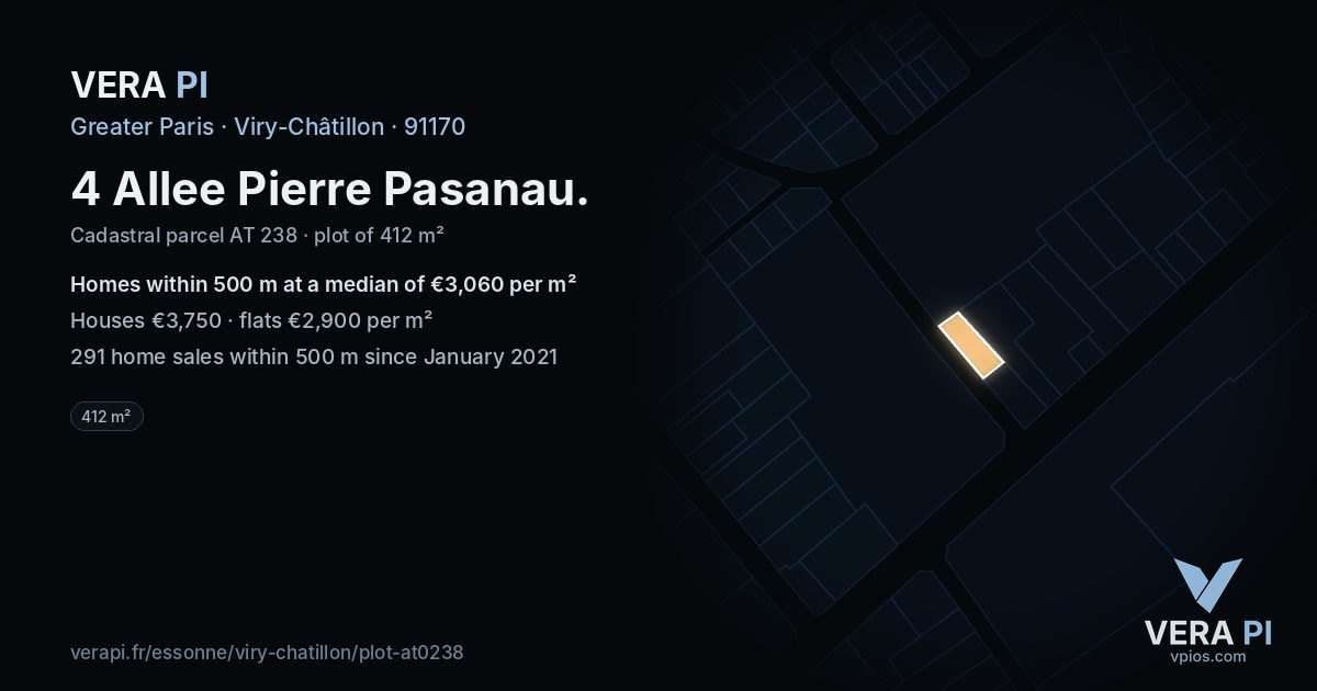 4 Allee Pierre Pasanau, Viry-Châtillon at night – the plot lit, the parcels around coloured by the prices near them