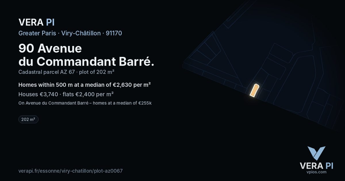 90 Avenue du Commandant Barré, Viry-Châtillon at night – the plot lit, the parcels around coloured by the prices near them