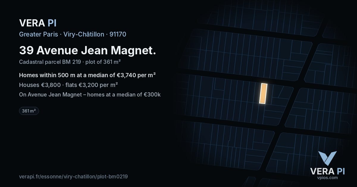 39 Avenue Jean Magnet, Viry-Châtillon at night – the plot lit, the parcels around coloured by the prices near them