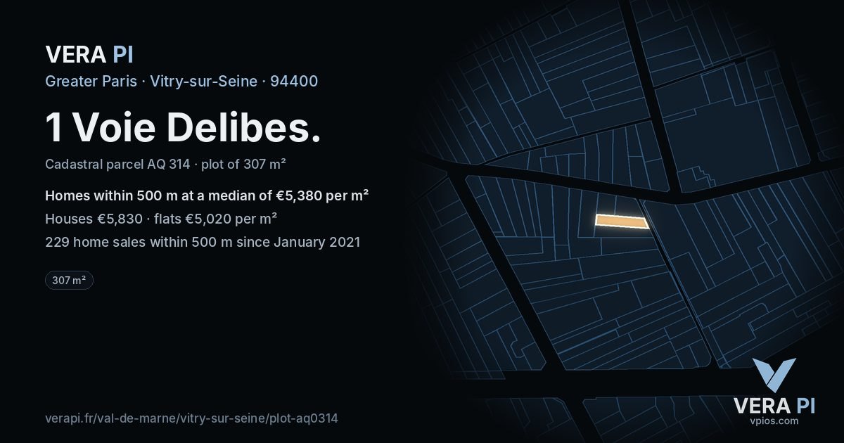 1 Voie Delibes, Vitry-sur-Seine at night – the plot lit, the parcels around coloured by the prices near them