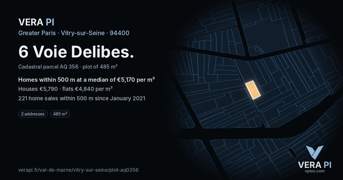 6 Voie Delibes, Vitry-sur-Seine at night – the plot lit, the parcels around coloured by the prices near them