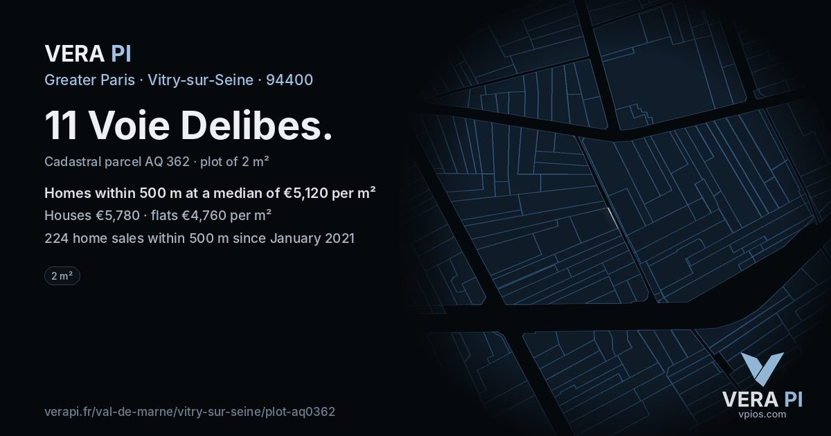 11 Voie Delibes, Vitry-sur-Seine at night – the plot lit, the parcels around coloured by the prices near them