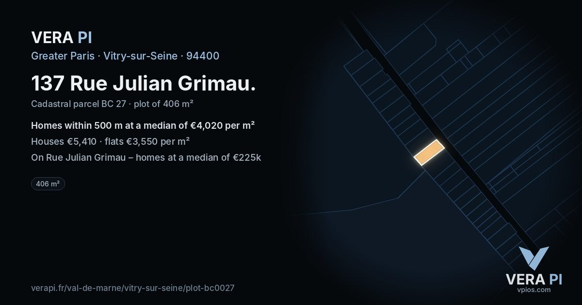 137 Rue Julian Grimau, Vitry-sur-Seine at night – the plot lit, the parcels around coloured by the prices near them