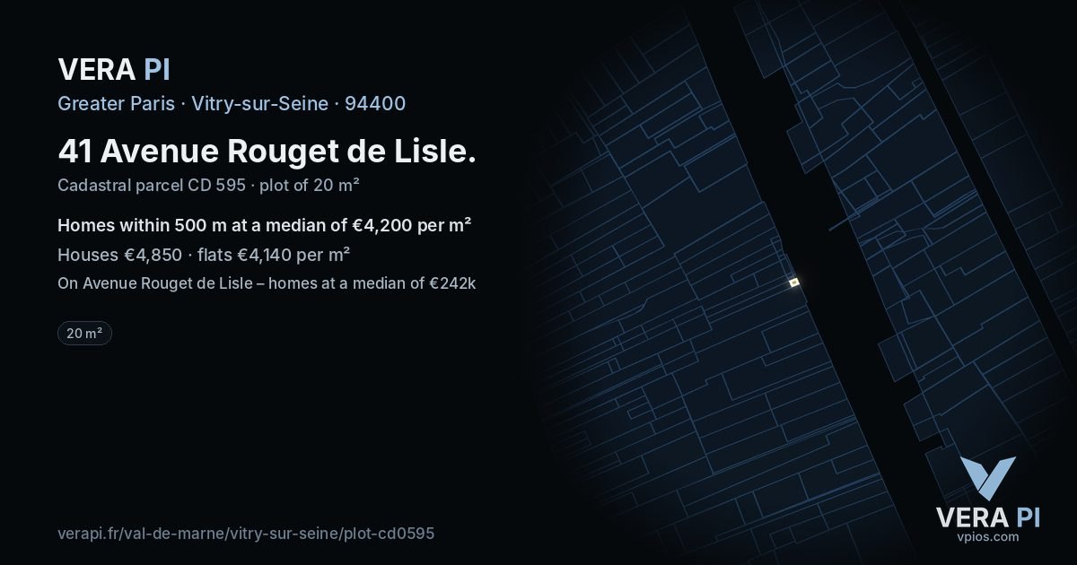 41 Avenue Rouget de Lisle, Vitry-sur-Seine at night – the plot lit, the parcels around coloured by the prices near them
