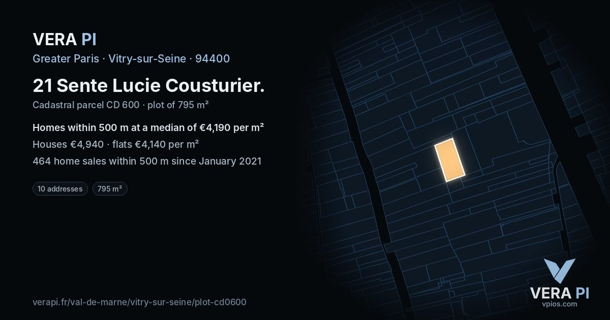 21 Sente Lucie Cousturier, Vitry-sur-Seine at night – the plot lit, the parcels around coloured by the prices near them