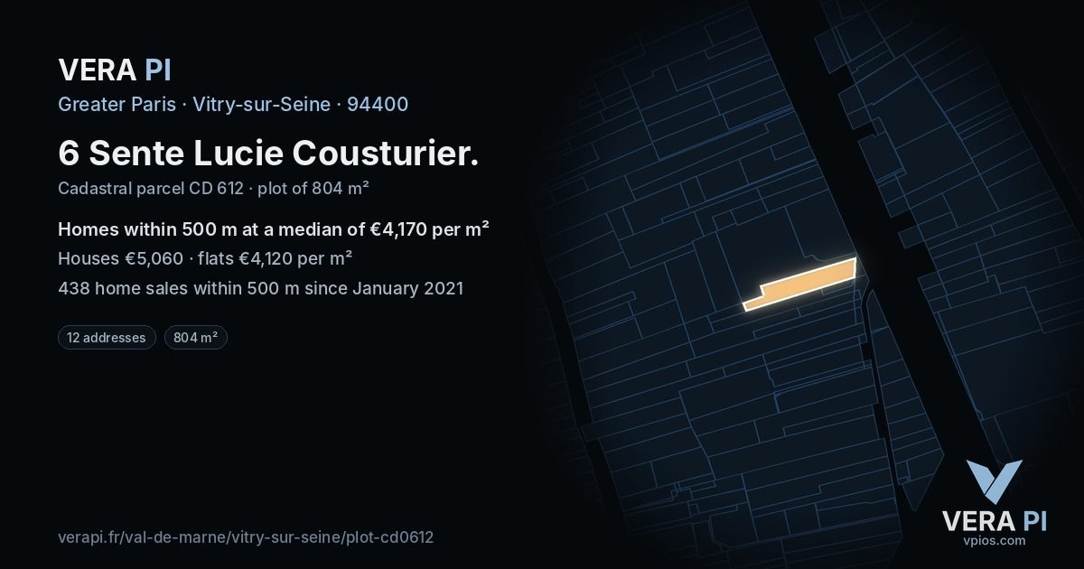 6 Sente Lucie Cousturier, Vitry-sur-Seine at night – the plot lit, the parcels around coloured by the prices near them