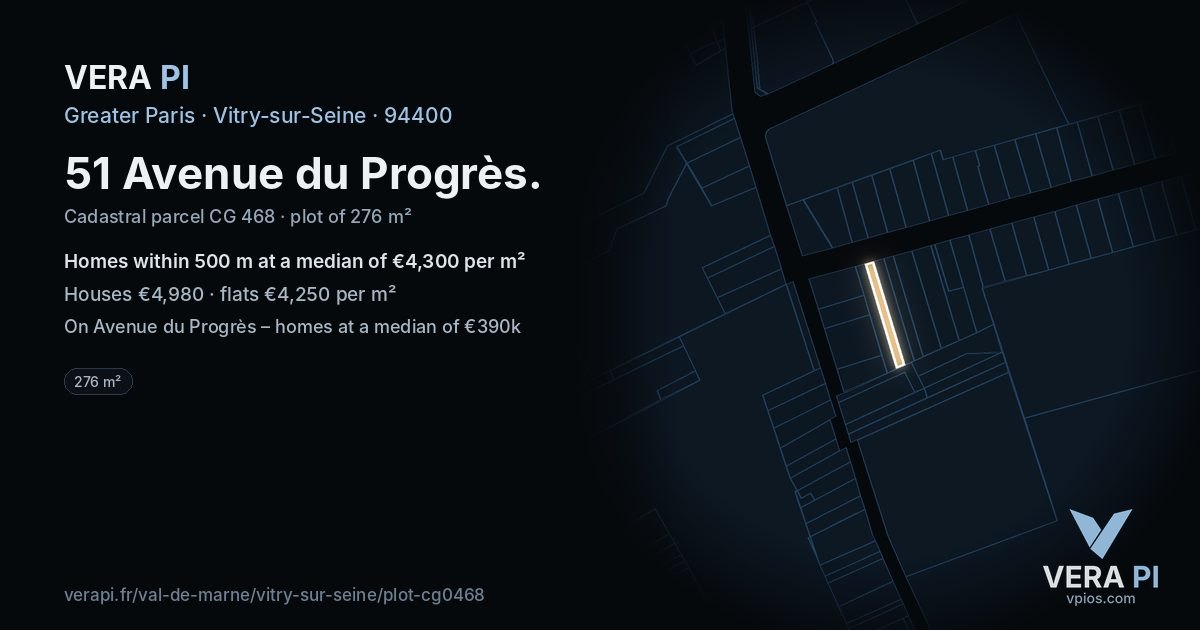 51 Avenue du Progrès, Vitry-sur-Seine at night – the plot lit, the parcels around coloured by the prices near them