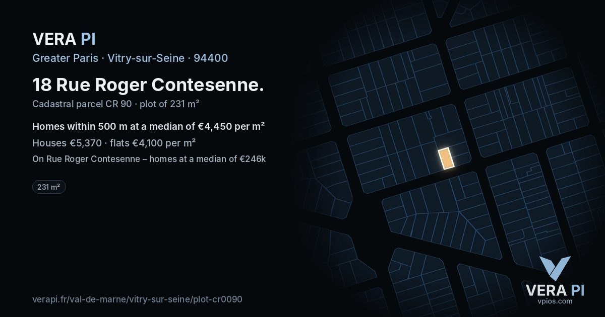 18 Rue Roger Contesenne, Vitry-sur-Seine at night – the plot lit, the parcels around coloured by the prices near them