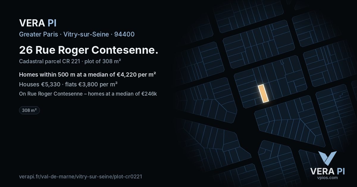 26 Rue Roger Contesenne, Vitry-sur-Seine at night – the plot lit, the parcels around coloured by the prices near them