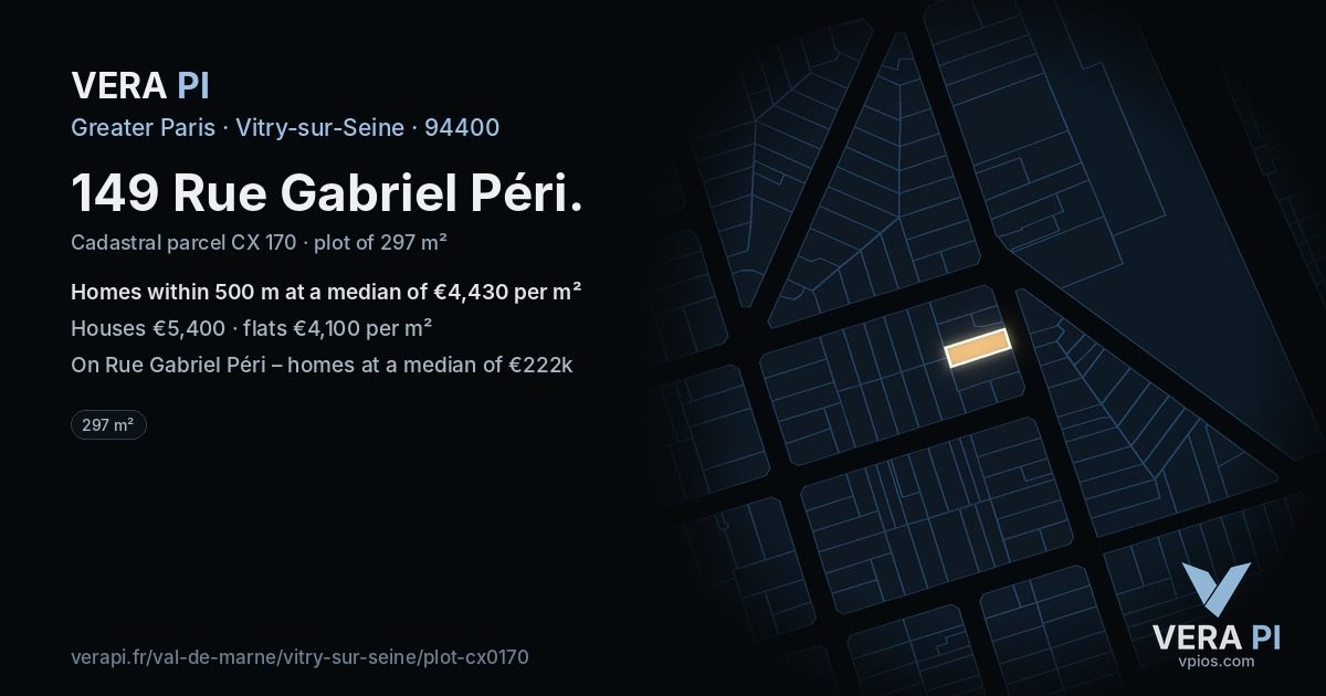 149 Rue Gabriel Péri, Vitry-sur-Seine at night – the plot lit, the parcels around coloured by the prices near them
