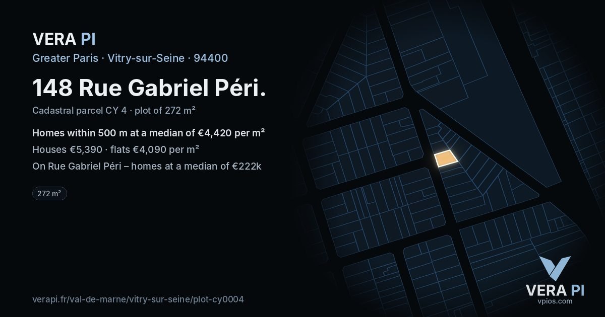 148 Rue Gabriel Péri, Vitry-sur-Seine at night – the plot lit, the parcels around coloured by the prices near them