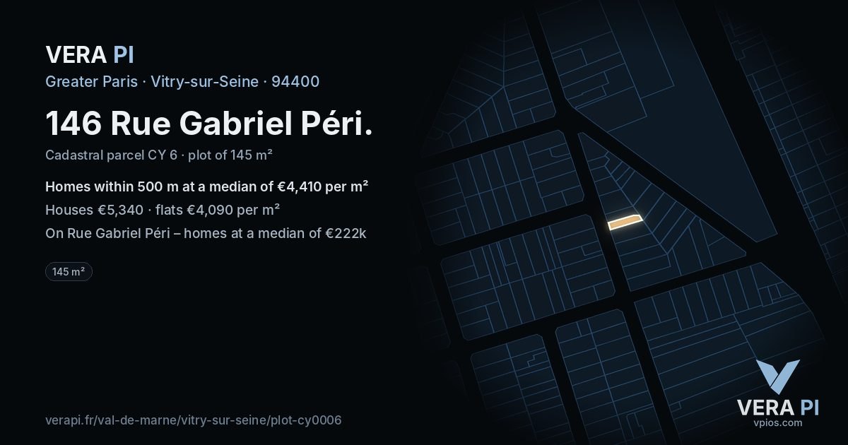 146 Rue Gabriel Péri, Vitry-sur-Seine at night – the plot lit, the parcels around coloured by the prices near them