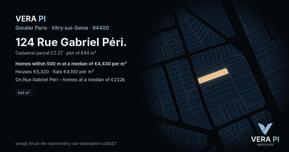 124 Rue Gabriel Péri, Vitry-sur-Seine at night – the plot lit, the parcels around coloured by the prices near them