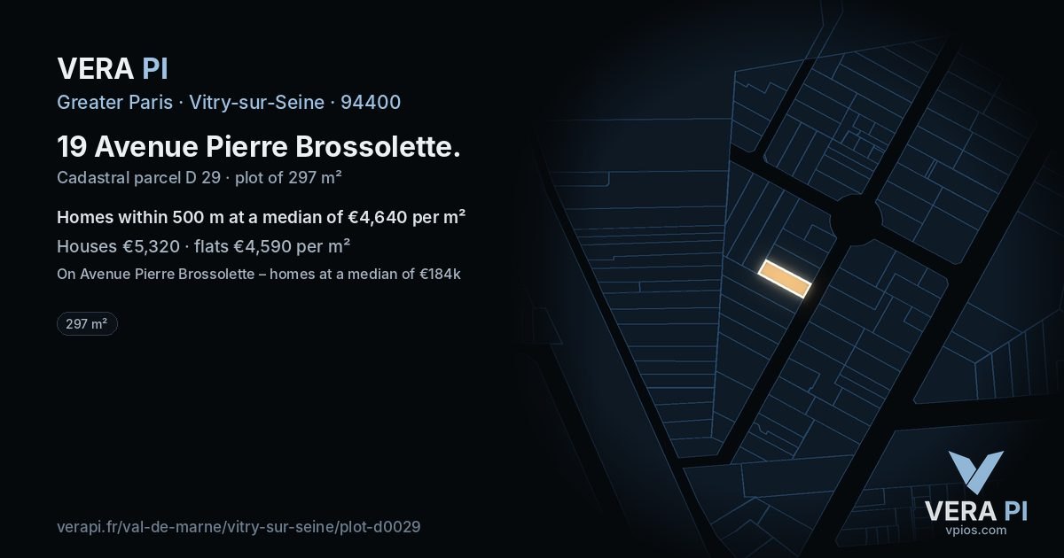 19 Avenue Pierre Brossolette, Vitry-sur-Seine at night – the plot lit, the parcels around coloured by the prices near them