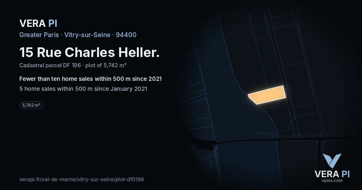 15 Rue Charles Heller, Vitry-sur-Seine at night – the plot lit, the parcels around coloured by the prices near them