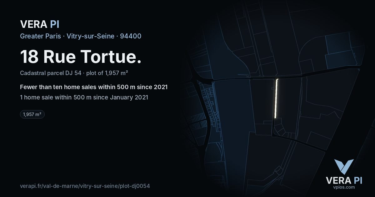 18 Rue Tortue, Vitry-sur-Seine at night – the plot lit, the parcels around coloured by the prices near them