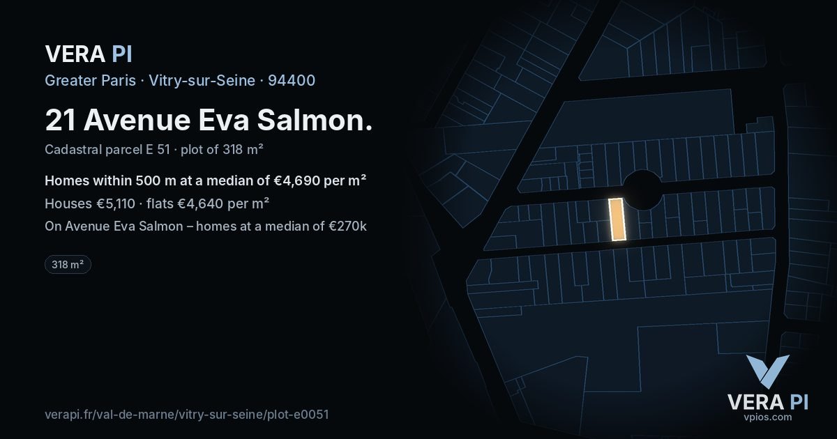 21 Avenue Eva Salmon, Vitry-sur-Seine at night – the plot lit, the parcels around coloured by the prices near them