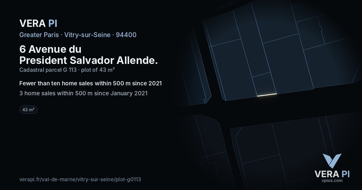 6 Avenue du President Salvador Allende, Vitry-sur-Seine at night – the plot lit, the parcels around coloured by the prices near them