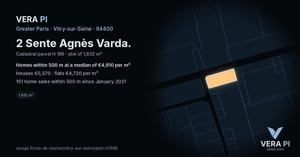 2 Sente Agnès Varda, Vitry-sur-Seine at night – the plot lit, the parcels around coloured by the prices near them