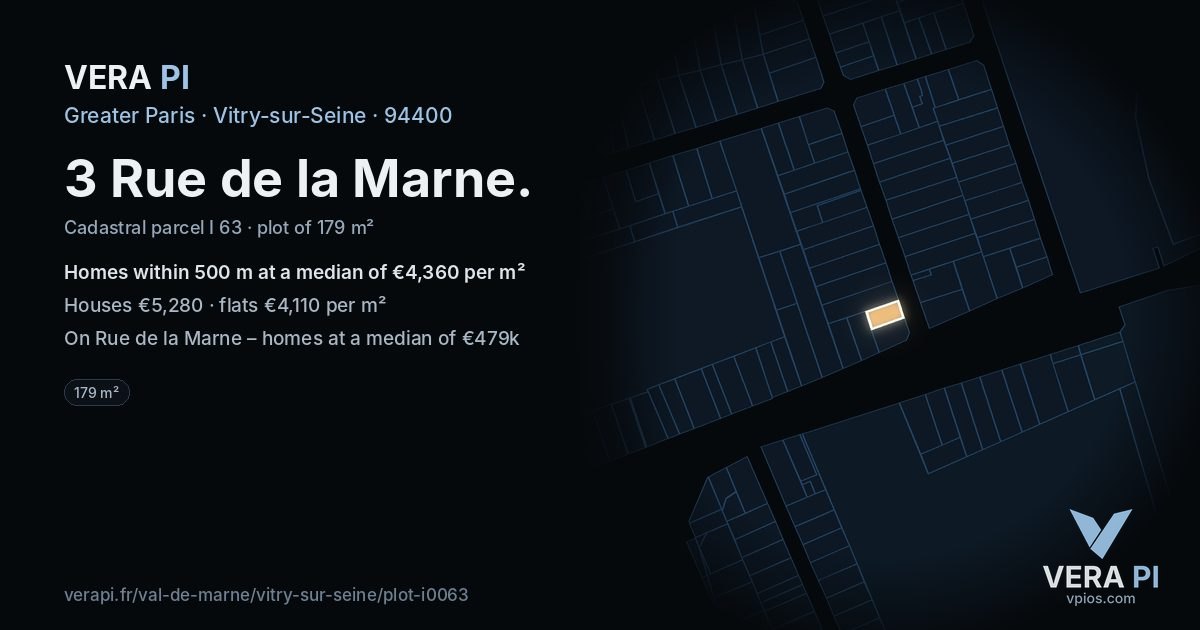 3 Rue de la Marne, Vitry-sur-Seine at night – the plot lit, the parcels around coloured by the prices near them