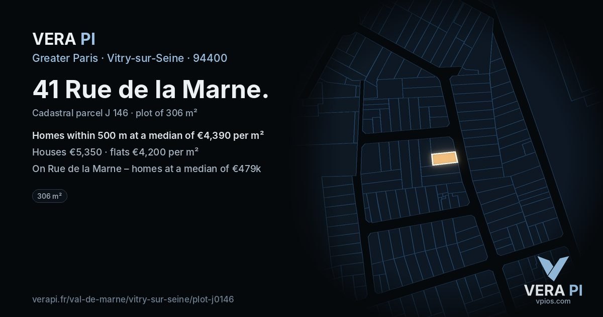 41 Rue de la Marne, Vitry-sur-Seine at night – the plot lit, the parcels around coloured by the prices near them