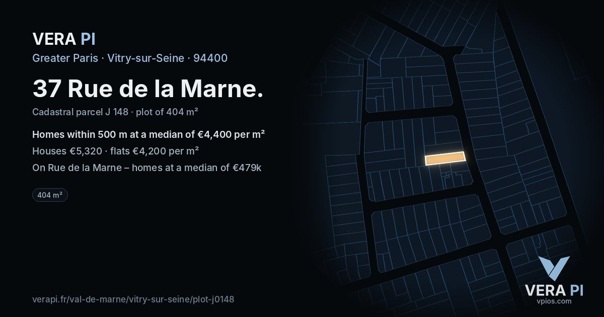 37 Rue de la Marne, Vitry-sur-Seine at night – the plot lit, the parcels around coloured by the prices near them