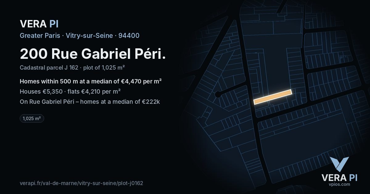 200 Rue Gabriel Péri, Vitry-sur-Seine at night – the plot lit, the parcels around coloured by the prices near them