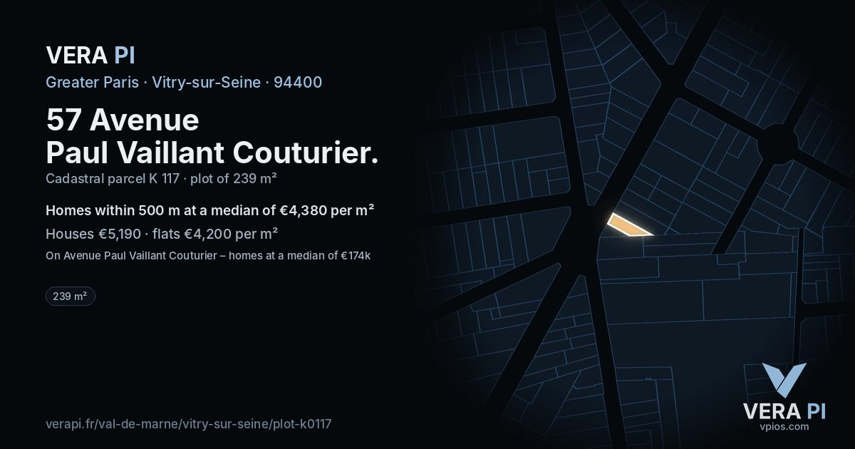 57 Avenue Paul Vaillant Couturier, Vitry-sur-Seine at night – the plot lit, the parcels around coloured by the prices near them