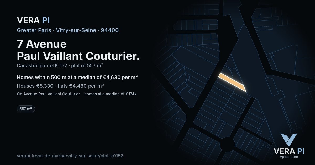 7 Avenue Paul Vaillant Couturier, Vitry-sur-Seine at night – the plot lit, the parcels around coloured by the prices near them