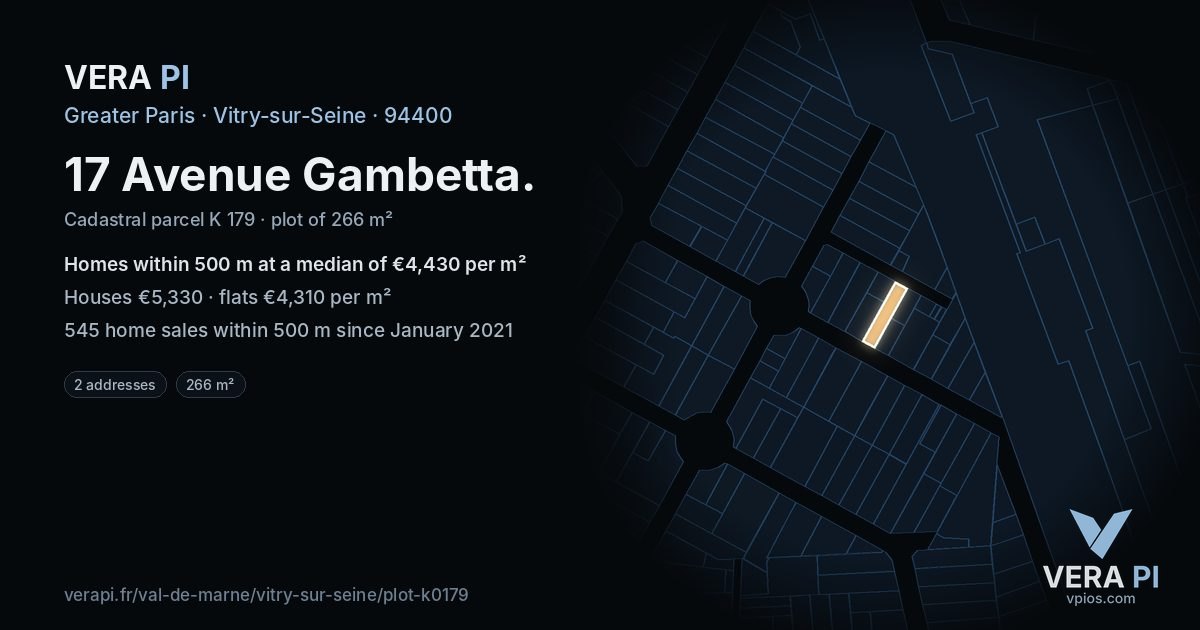 17 Avenue Gambetta, Vitry-sur-Seine at night – the plot lit, the parcels around coloured by the prices near them