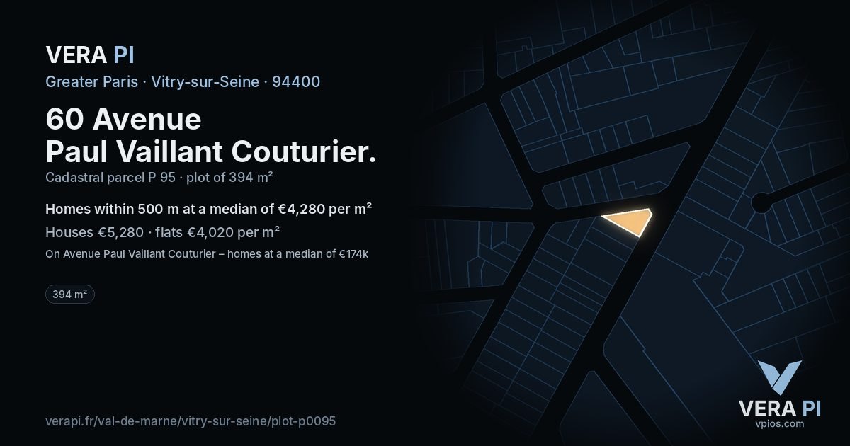 60 Avenue Paul Vaillant Couturier, Vitry-sur-Seine at night – the plot lit, the parcels around coloured by the prices near them