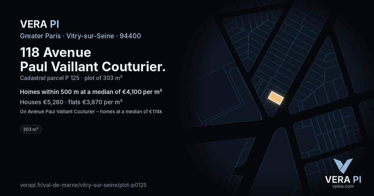 118 Avenue Paul Vaillant Couturier, Vitry-sur-Seine at night – the plot lit, the parcels around coloured by the prices near them