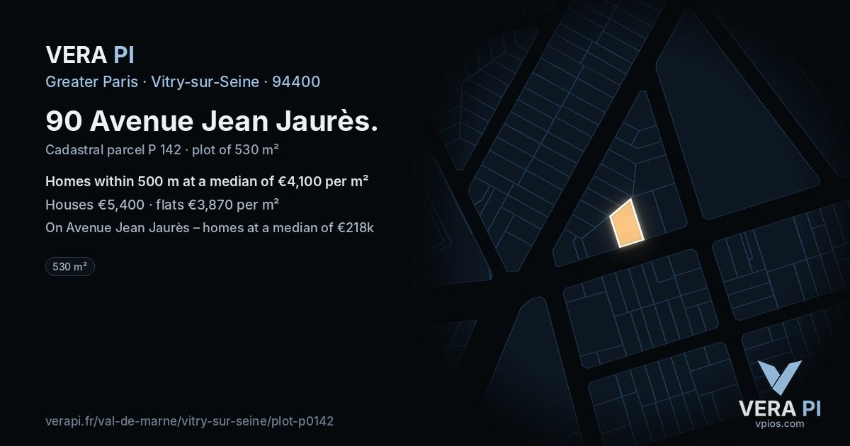 90 Avenue Jean Jaurès, Vitry-sur-Seine at night – the plot lit, the parcels around coloured by the prices near them