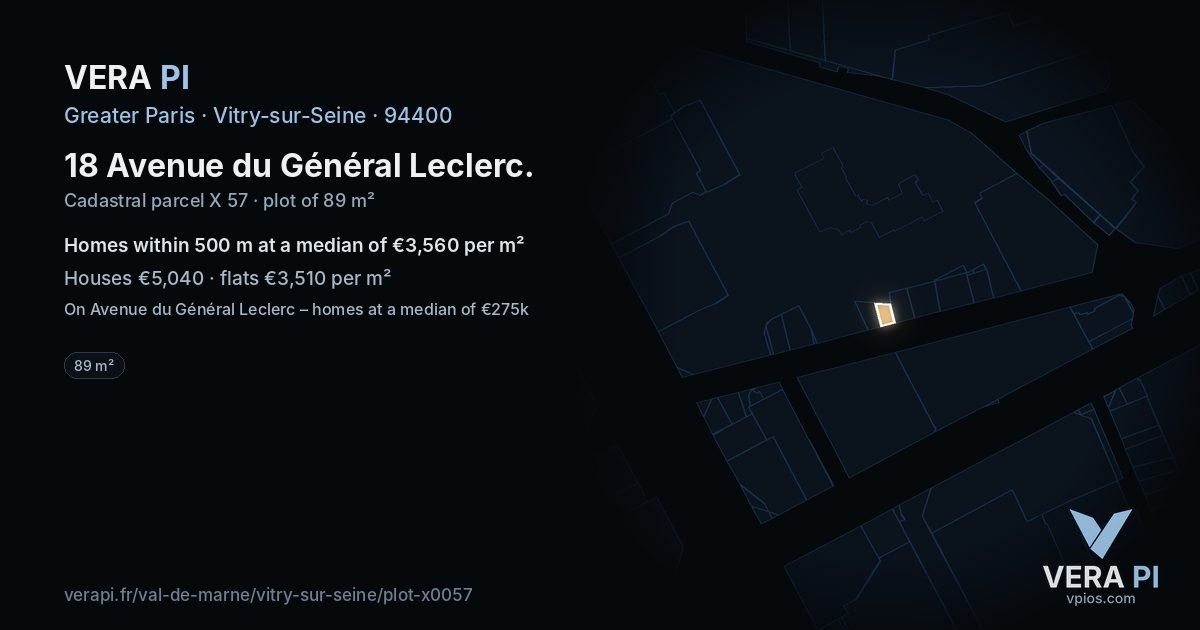 18 Avenue du Général Leclerc, Vitry-sur-Seine at night – the plot lit, the parcels around coloured by the prices near them