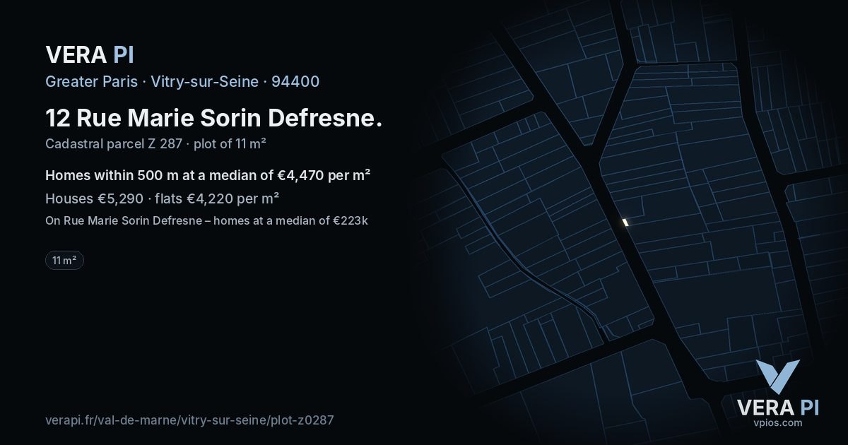 12 Rue Marie Sorin Defresne, Vitry-sur-Seine at night – the plot lit, the parcels around coloured by the prices near them